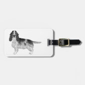 Cockerspaniel in zwart-wit- en aangepaste tekst bagagelabel (Voorkant horizontaal)