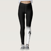 Cockerspaniel in zwart-wit- en aangepaste tekst leggings (Voorkant)