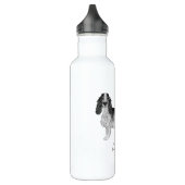 Cockerspaniel in zwart-wit- en aangepaste tekst waterfles  (Links)
