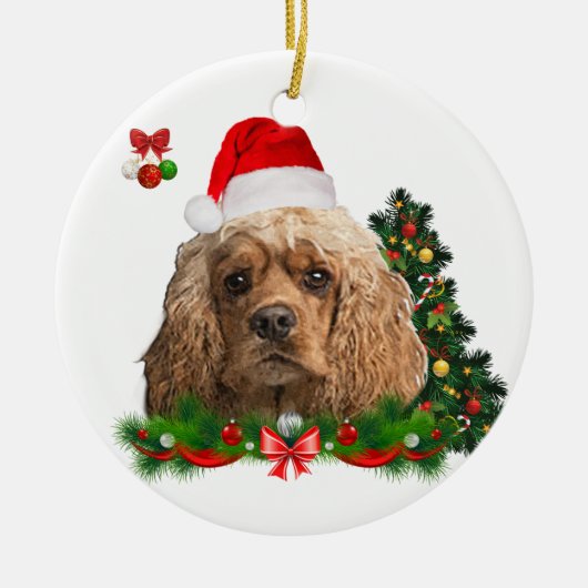 Cockerspaniel Kerstmis Keramisch Ornament (Voorkant)