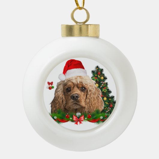 Cockerspaniel Kerstmis Keramische Bal Ornament (Voorkant)