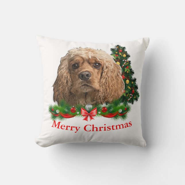 Cockerspaniel Kerstmis Kussen (Voorkant)
