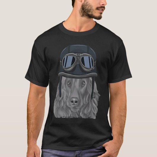 Cockerspaniel met motorfietshelm t-shirt (Voorkant)