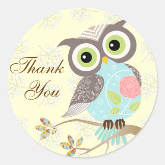 Cocking Head Nieuwe Fancy Uil Dank je Stickers