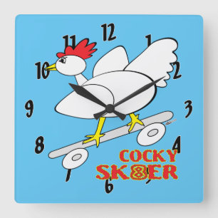 Cockky Skater Vierkante Klok