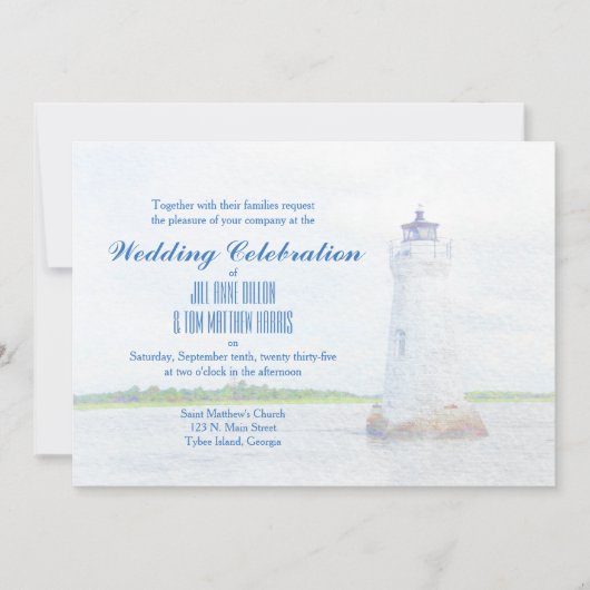 Cockspur Lighthouse Waterverf Weddenschap Kaart (Voorkant)