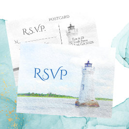 Cockspur Vuurtoren Waterverf RSVP Uitnodiging Briefkaart