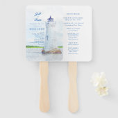 Cockspur Vuurtoren Waterverf Trouwprogramma Handwaaier (Voorkant en achterkant)