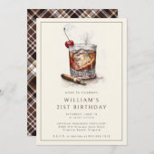 Cocktail 21E Anniversaire Fête Invitation (Devant / Derrière)