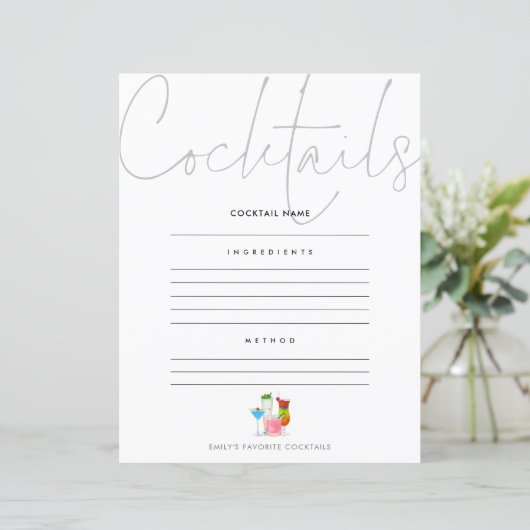 Cocktail Ajouter votre propre feuille de recette (Debout devant)