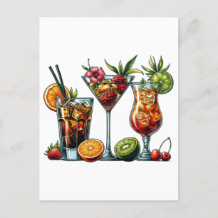 Cocktail alcoholische Drinken kleur kunst illustra Briefkaart