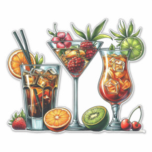Cocktail alcoholische Drinken kleur kunst illustra Sticker