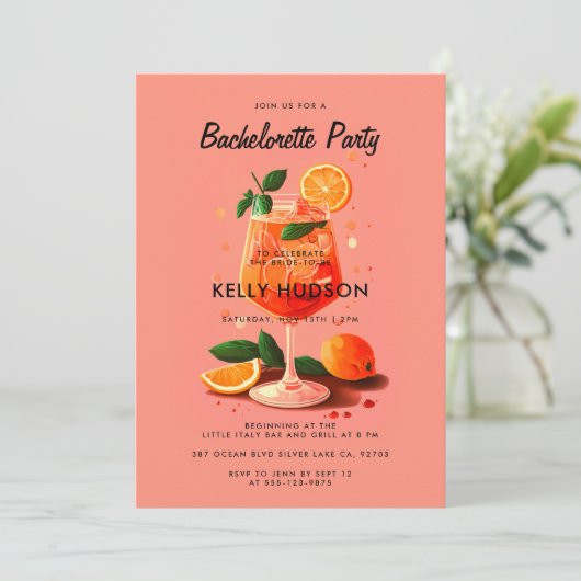 Cocktail Aperol Spritz Bachelorette Party Kaart (Staand voorkant)