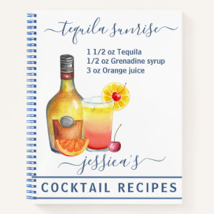 Cocktail Aquarel Recept Gemengde Dranken Tequila Notitieboek