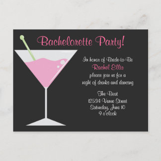 Cocktail Bachelorette Party Uitnodiging Briefkaart