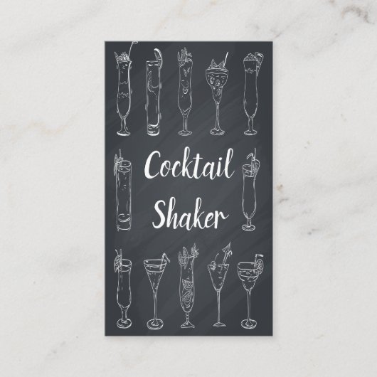Cocktail Bartender Chalkboard Carte de visite (Devant)