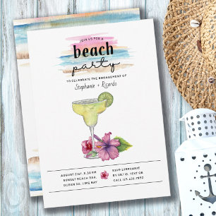 Cocktail Beach Party Margarita Hibiscus Verloving Kaart