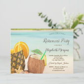 Cocktail Beach Seashells Retirement Party   Kaart (Staand voorkant)