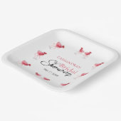 Cocktail Beverage Pink Bow Vrijgezellenfeest Papieren Bordje (Gebogen)