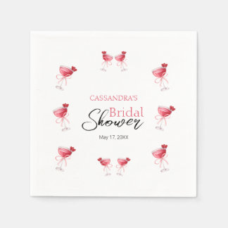 Cocktail Beverage Pink Bow Vrijgezellenfeest Servet