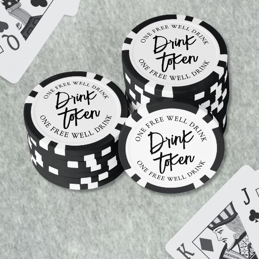 Cocktail Black White Bruiloft Drank Poker Chips