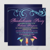 Cocktail bleu Heure Bachelorette Fête Invitation (Devant / Derrière)