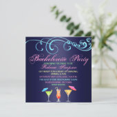 Cocktail bleu Heure Bachelorette Fête Invitation (Debout devant)