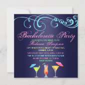 Cocktail bleu Heure Bachelorette Fête Invitation (Devant)
