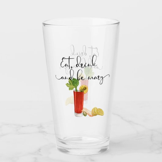 Cocktail Bloody Mary eet Drink en wees Mary Glas (Voorkant)
