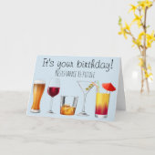 Cocktail Boire Vin Humour Carte Anniversaire (Fleur jaune)