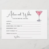 Cocktail Bridal Shower Advice and Wishes Briefpapier (Voorkant)