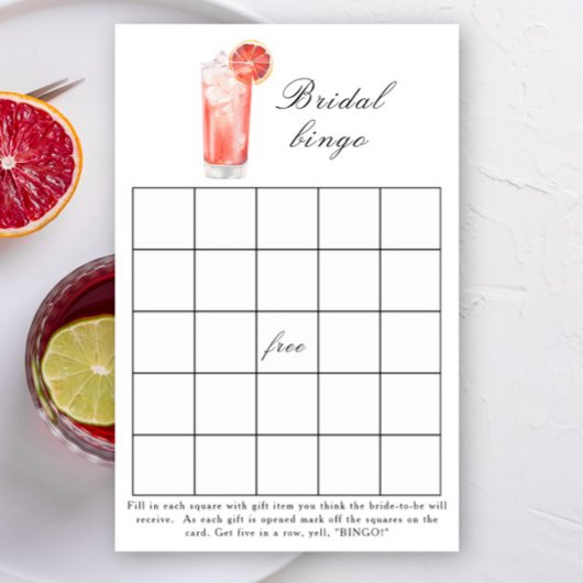 Cocktail - Bridal shower bingo game