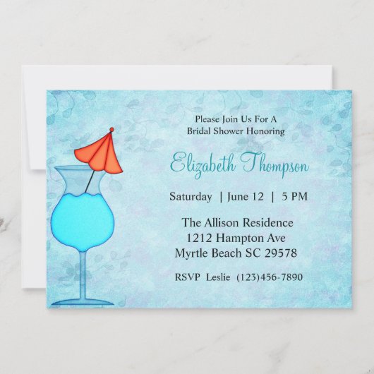 Cocktail Bridal Shower-uitnodiging Kaart (Voorkant)