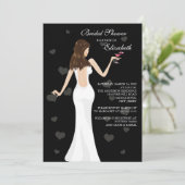 Cocktail Bride Bridal Shower - Uitnodiging zwart (Staand voorkant)