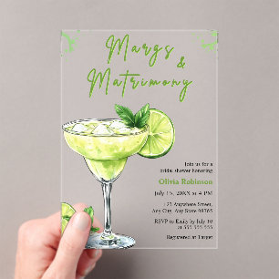 Cocktail Bruiloft Margs & Huwelijk Bruidsfeest Acryl Uitnodigingen