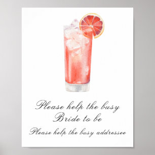 Cocktail bruiloftsborrel - help de drukke bruid poster