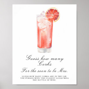 Cocktail Bruiloftsfeest - Raad hoeveel kurken Poster