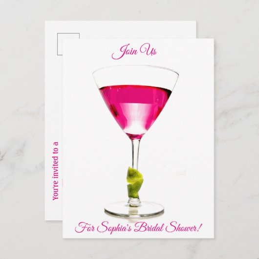 Cocktail Bruiloftsfeest Uitnodiging (Voorkant / Achterkant)