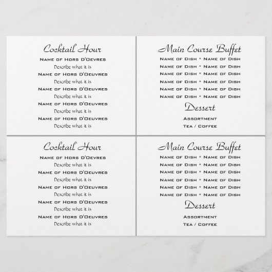 Cocktail buffet mariage menu modèle (Devant)