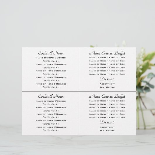 Cocktail buffet mariage menu modèle (Debout devant)