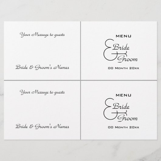 Cocktail buffet mariage menu modèle (Dos)