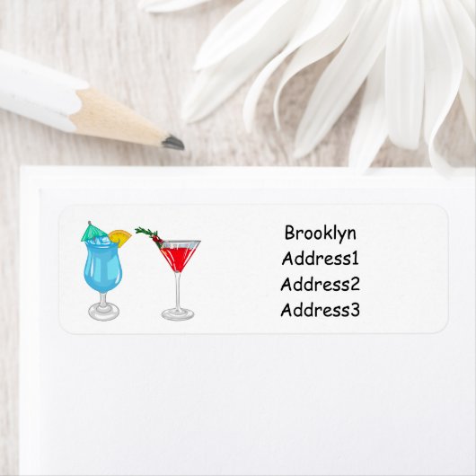 Cocktail cartoon-afbeelding etiket (Insitu)
