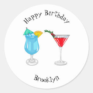 Cocktail cartoon-afbeelding ronde sticker