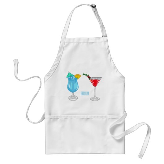 Cocktail cartoon-afbeelding standaard schort (Voorkant)
