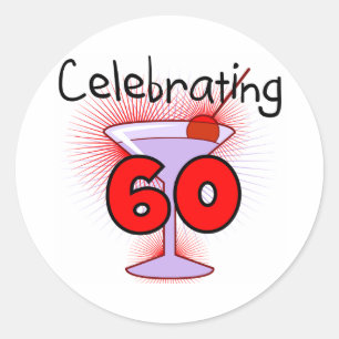 Cocktail Celebrating 60 Tshirts en cadeaus Ronde Sticker