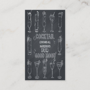 Cocktail Chalkboard Bartender Carte de visite