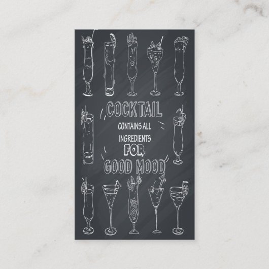 Cocktail Chalkboard Bartender Carte de visite (Devant)