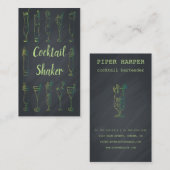 Cocktail Chalkboard Bartender Carte de visite Neon (Devant / Derrière)
