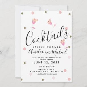 Cocktail Confetti Roze Bruidsdouche Uitnodiging