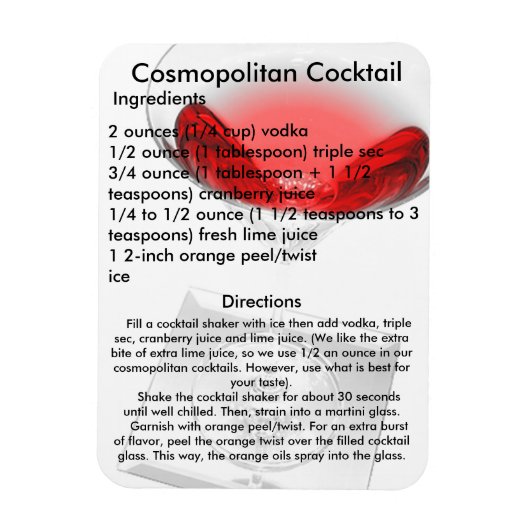 Cocktail cosmopolite Drink Recette Magnet (Vertical)
